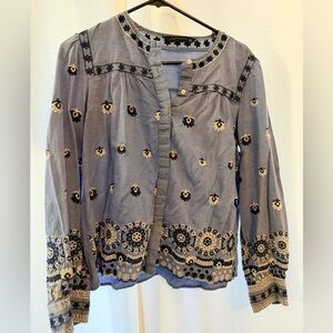Women’s Zara Chambray Embroidered Top Small